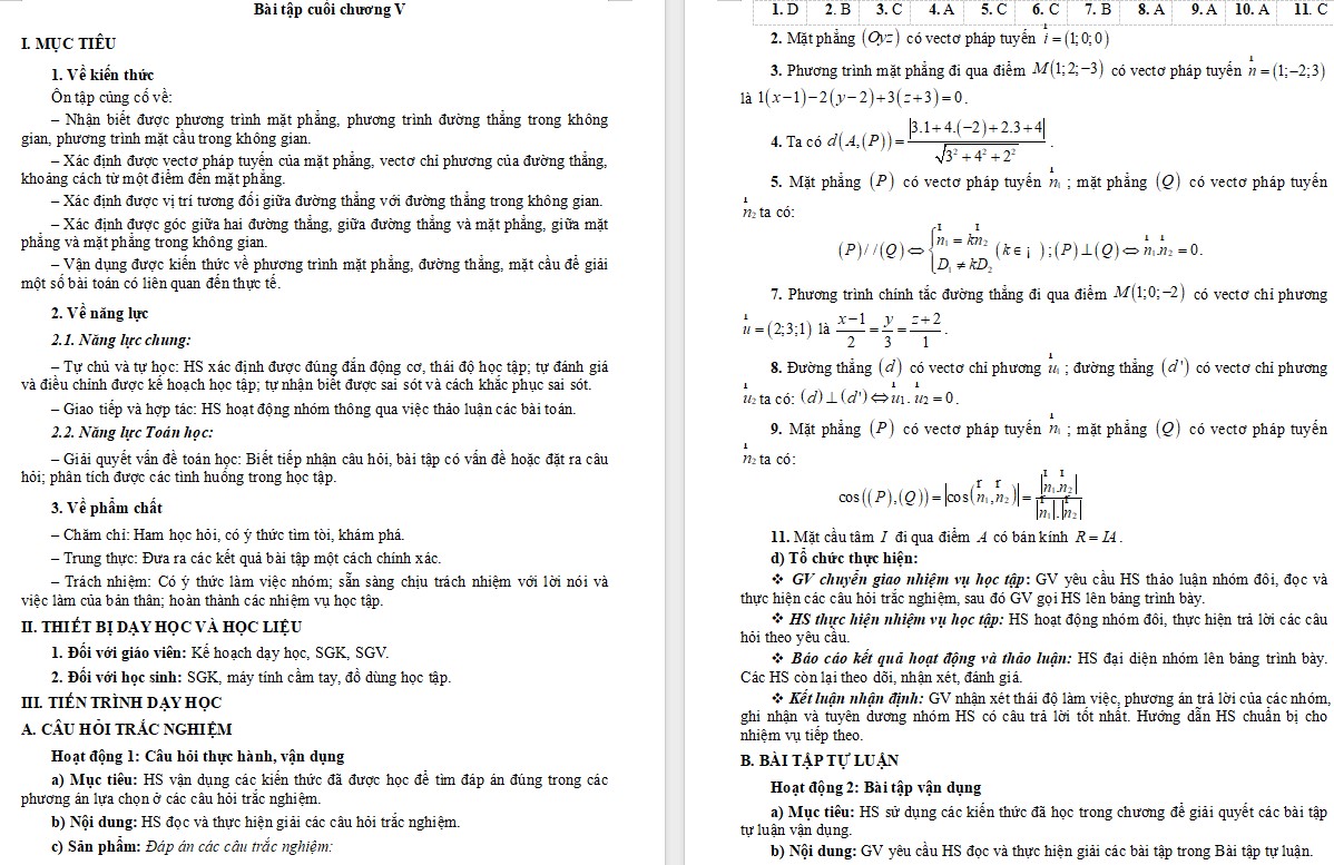 Giáo án Bài tập cuối Chương 5 Toán 12 Chân trời sáng tạo