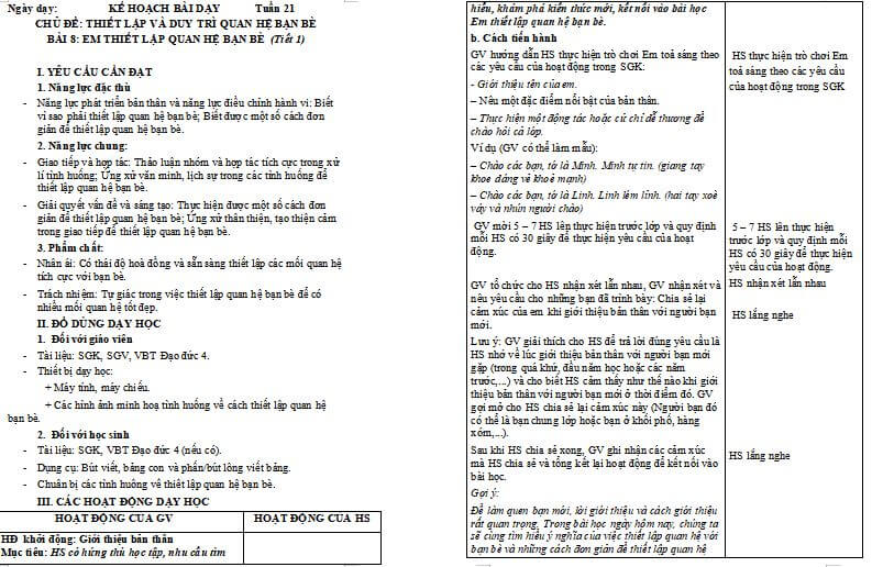 Bài 8: Em thiết lập quan hệ bạn bè