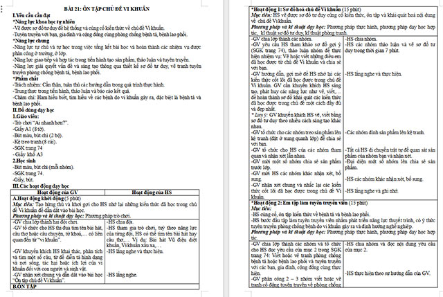 Giáo án Khoa học 5 Ôn tập chủ đề Vi khuẩn