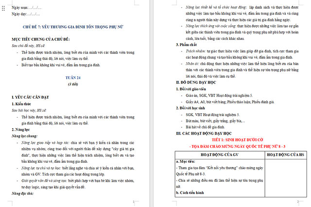 Giáo án Hoạt động trải nghiệm 5 Tuần 24