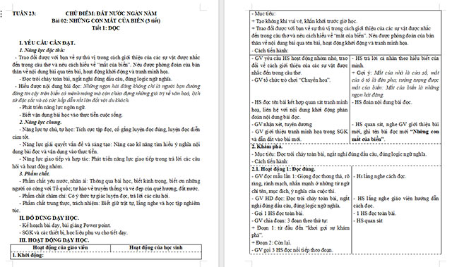 Giáo án Tiếng Việt 5 Những con mắt của biển