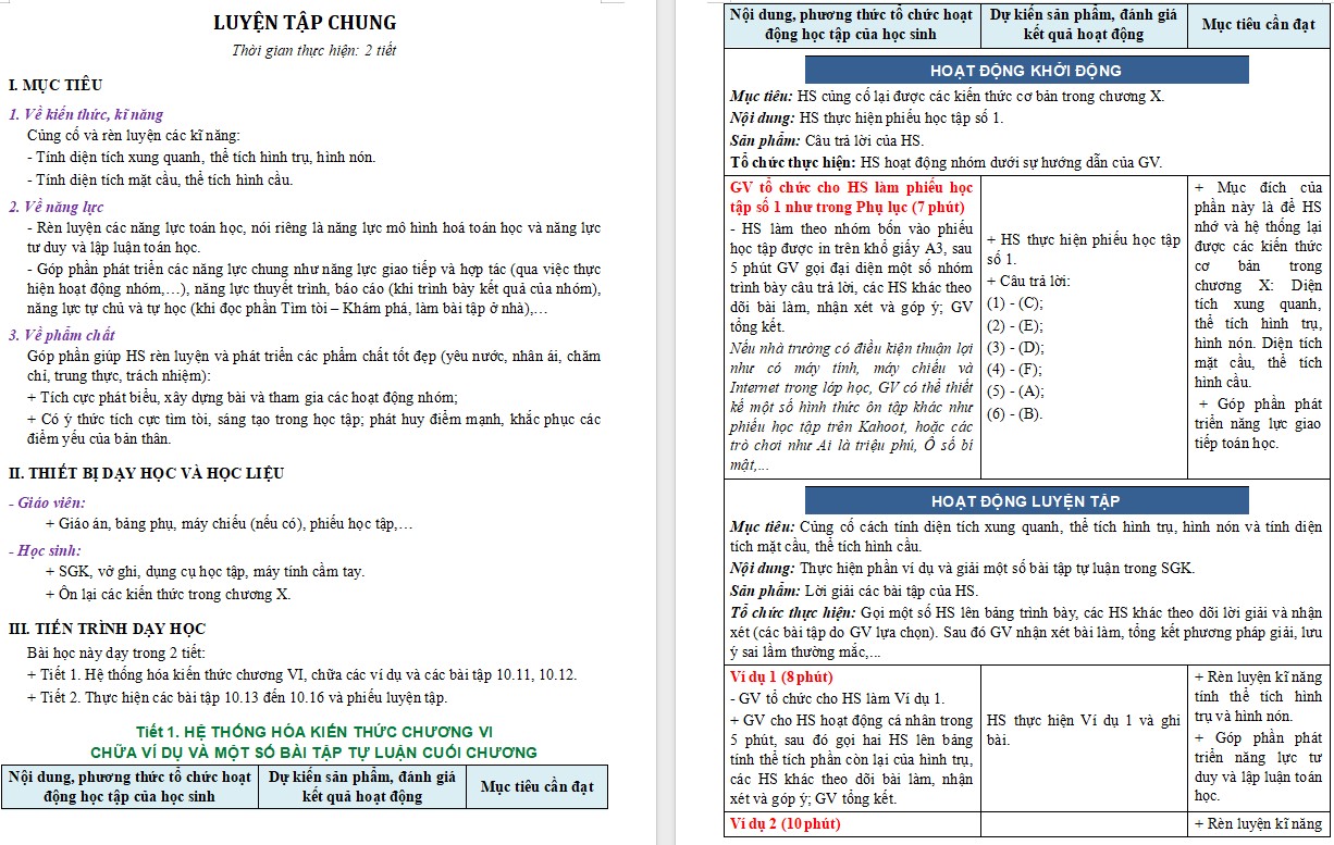 Giáo án Toán 9 KNTT Bài Luyện tập chung Chương 10