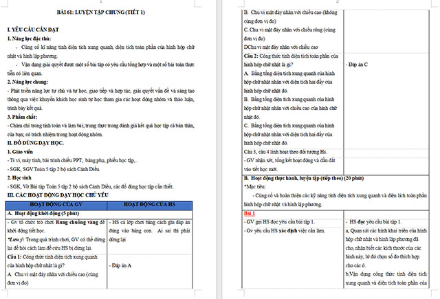 Giáo án Toán 5 Luyện tập chung