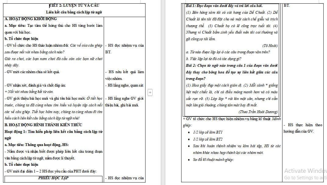 Luyện từ và câu: Liên kết câu bằng cách lặp từ ngữ