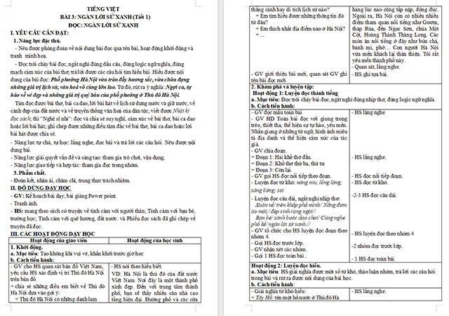 Giáo án Tiếng Việt 5 Ngàn lời sử xanh