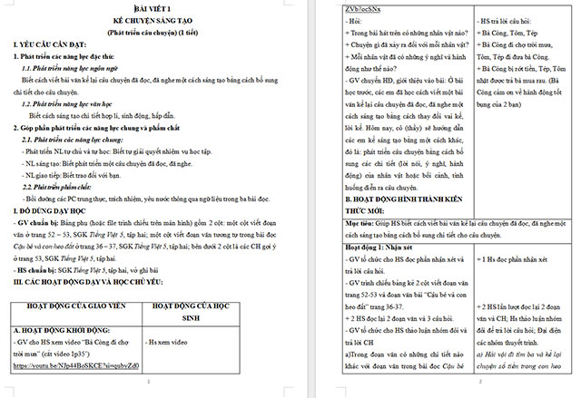 Giáo án Tiếng Việt 5 Kể chuyện sáng tạo (Phát triển câu chuyện)