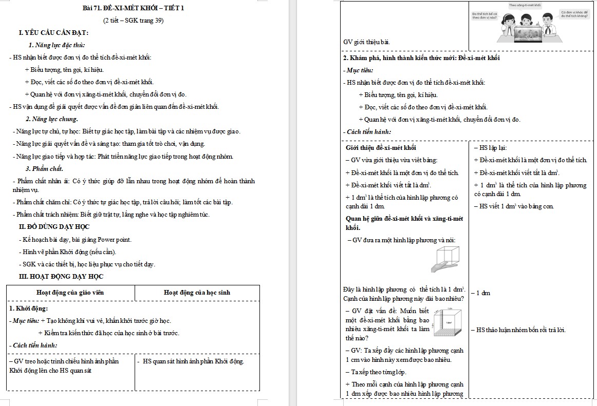 Giáo án Toán 5 CTST Bài 71