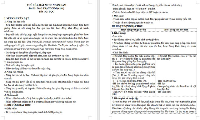 Giáo án Tiếng Việt 5 Ông Trạng Nồi
