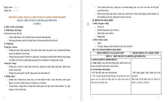 Giáo án Toán 5 Thể tích của hình lập phương