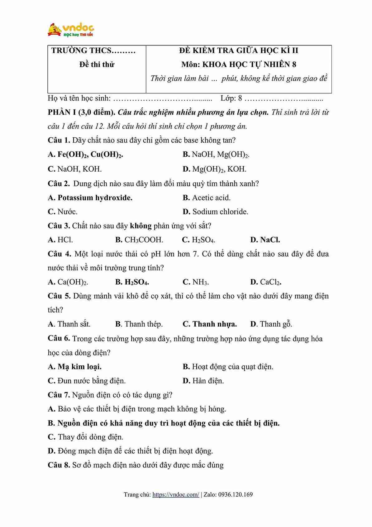 de thi giua ki 2 lop 8 mon khoa hoc tu nhien sach ket noi tri thuc hinh anh 0 1*679907