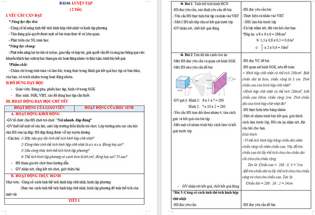 Giáo án Toán 5 Luyện tập