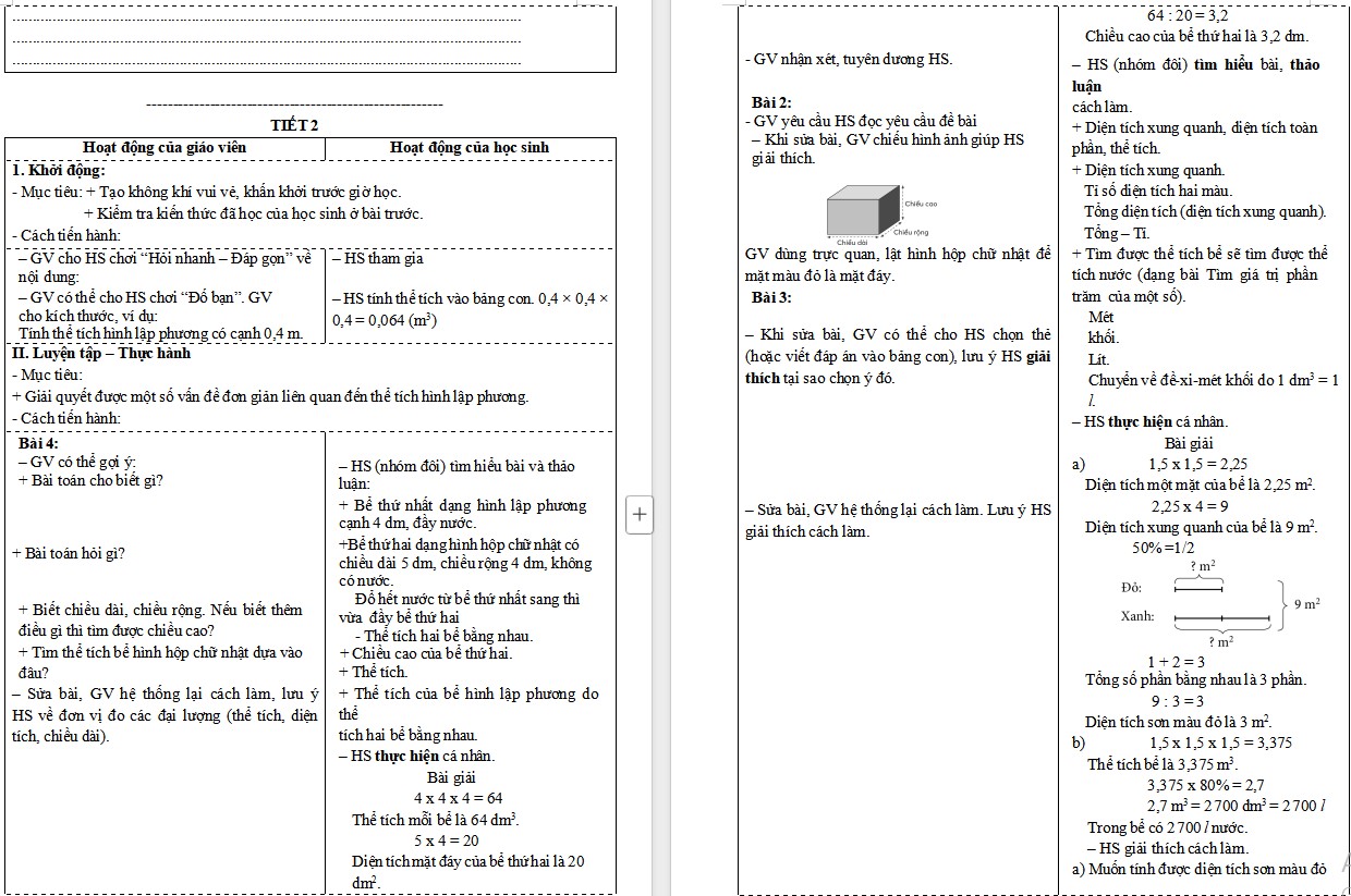 Giáo án Toán 5 CTST Bài Em làm được những gì trang 46