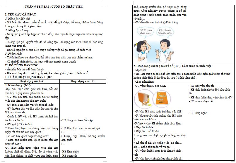 Giáo án Hoạt động trải nghiệm 3 Tuần 6