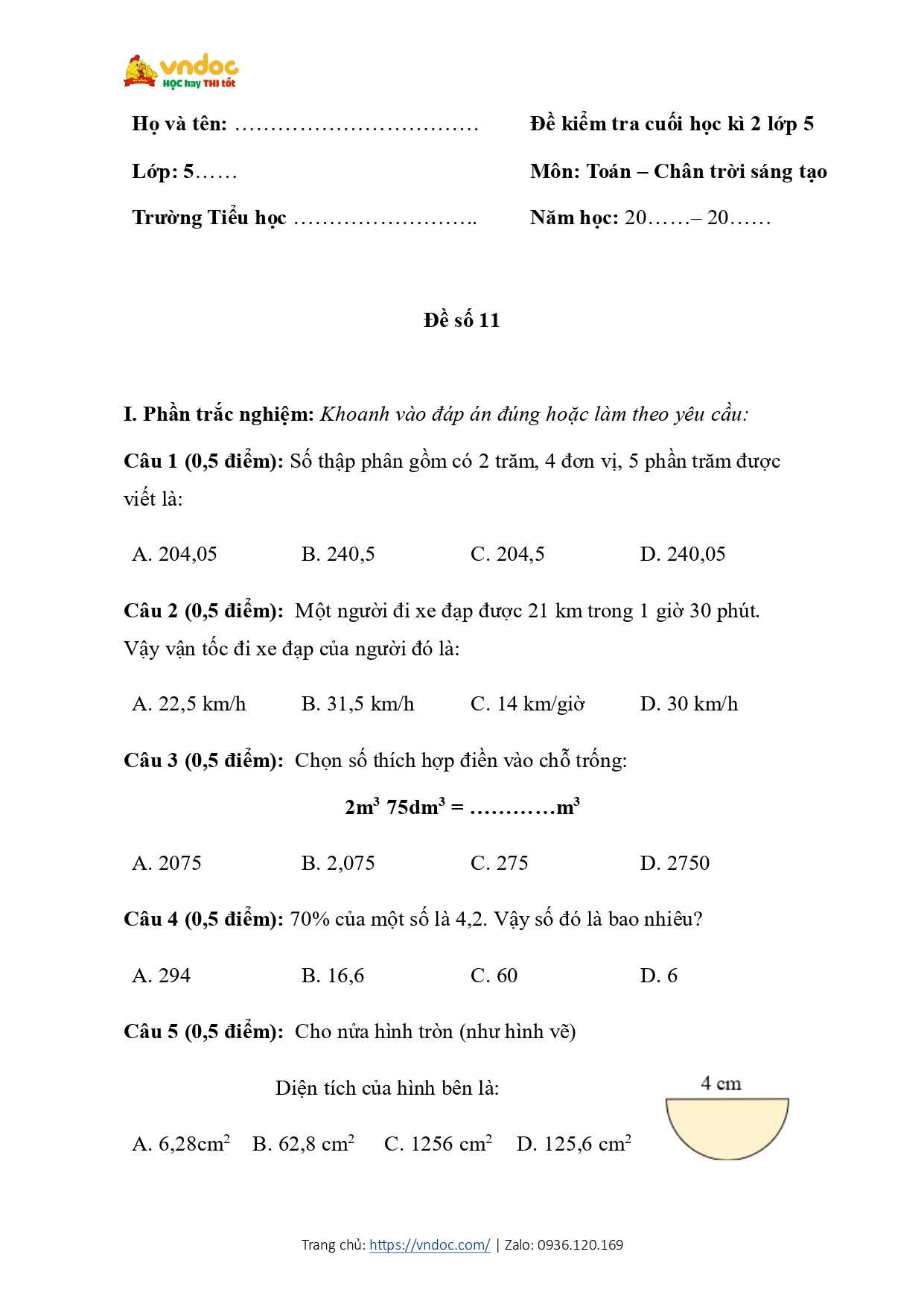 de thi toan 5 cuoi ki 2 sach ctst de 11 page 0001*680621