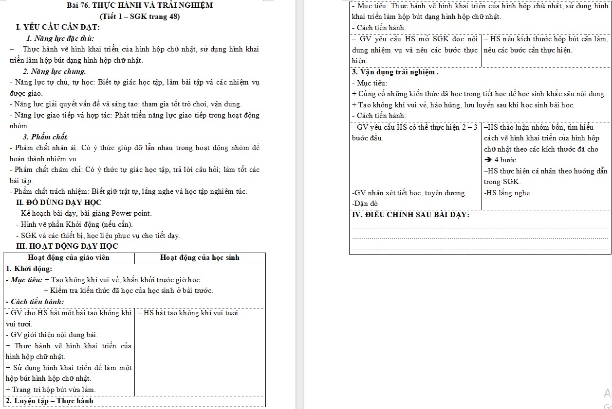 Giáo án Toán 5 CTST Bài Thực hành và trải nghiệm trang 48