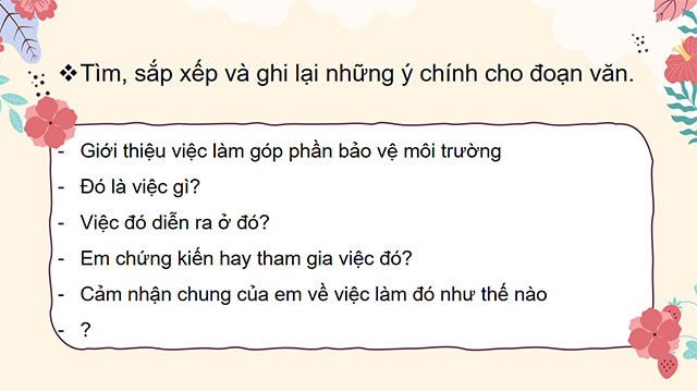 PowerPoint Tiếng Việt 5 Tìm ý cho đoạn văn thể hiện tình cảm, cảm xúc trước một sự việc