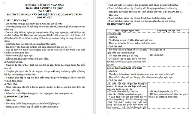 Giáo án Tiếng Việt 5 Tìm ý cho đoạn văn thể hiện tình cảm, cảm xúc trước một sự việc