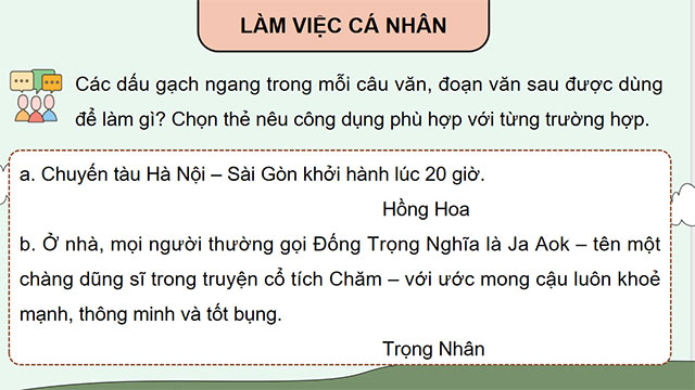 PowerPoint Tiếng Việt 5 Dấu gạch ngang