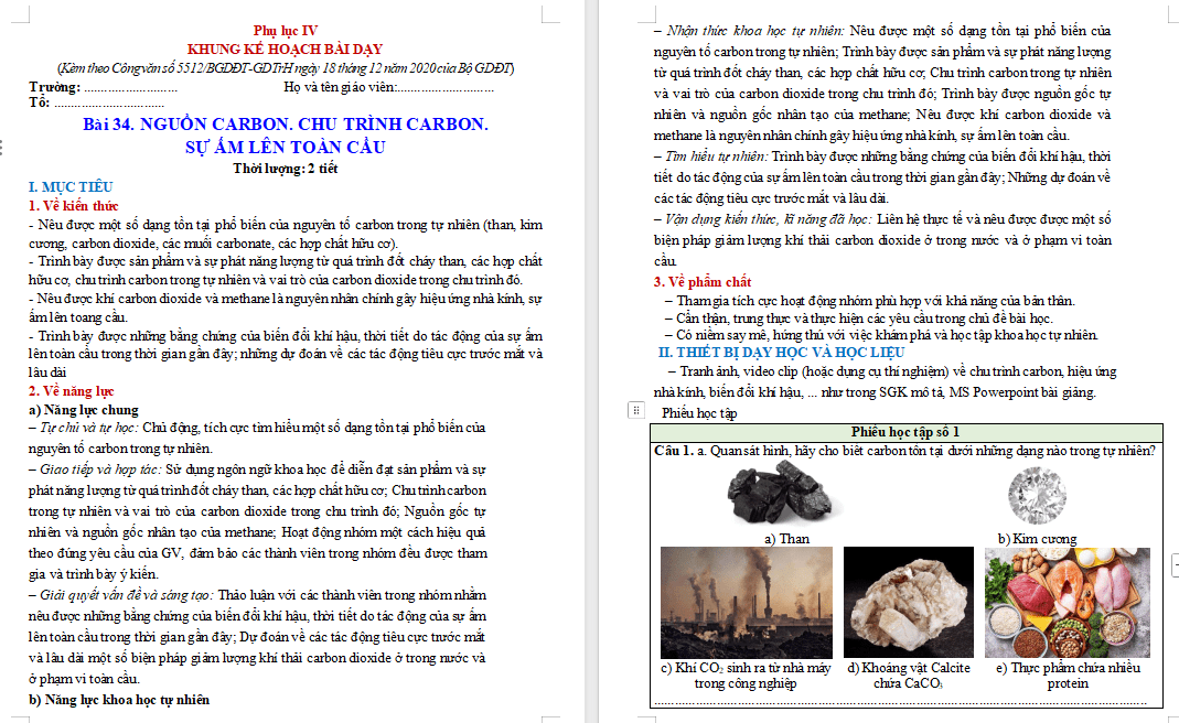 Giáo án Khoa học tự nhiên 9 Chân trời sáng tạo Bài 34