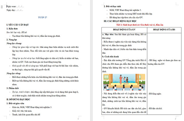 Giáo án Hoạt động trải nghiệm 5 Tuần 27