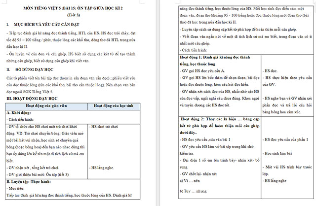 Giáo án Tiếng Việt 5 Ôn tập giữa học kì II (Tiết 3)
