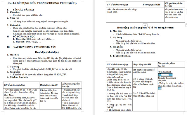 Giáo án Tin học 5 Sử dụng biến trong chương trình
