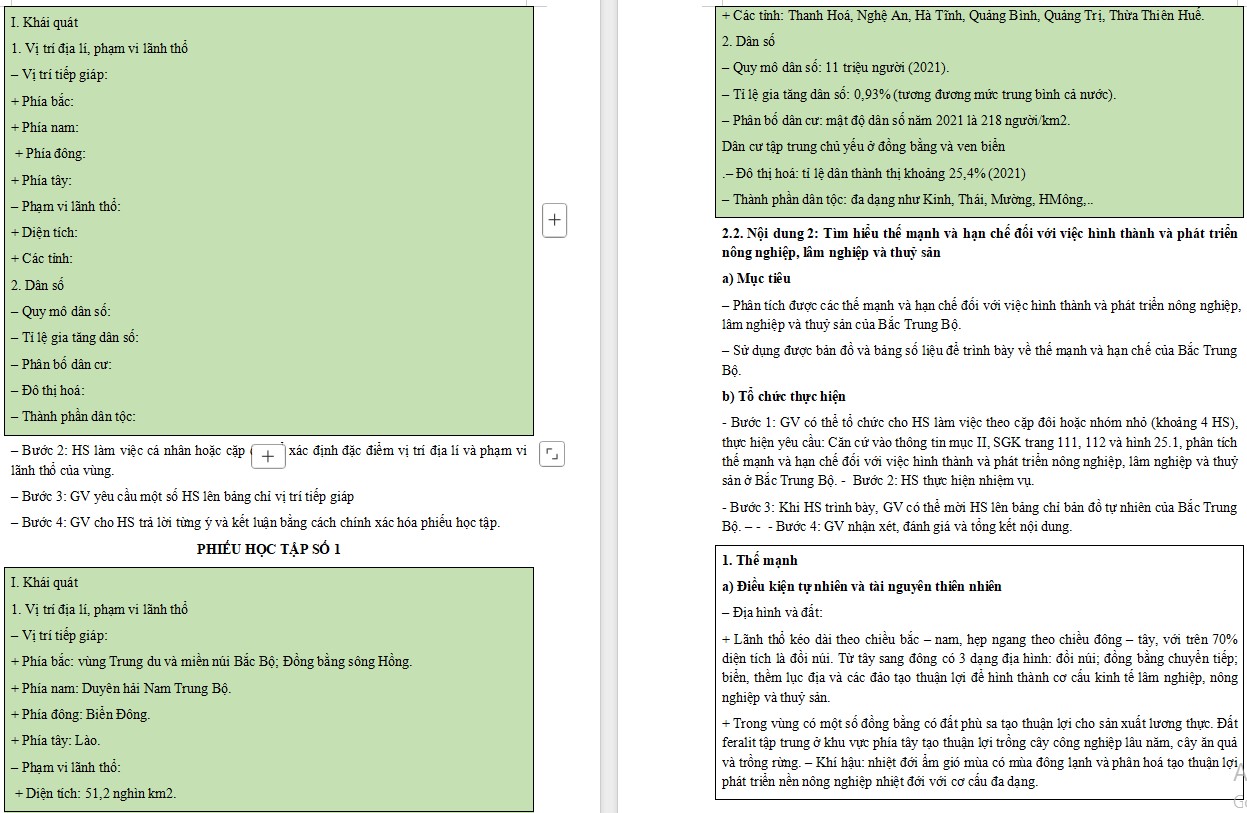 Giáo án Địa lí 12 KNTT Bài Phát triển nông nghiệp, lâm nghiệp và thuỷ sản ở Bắc Trung Bộ