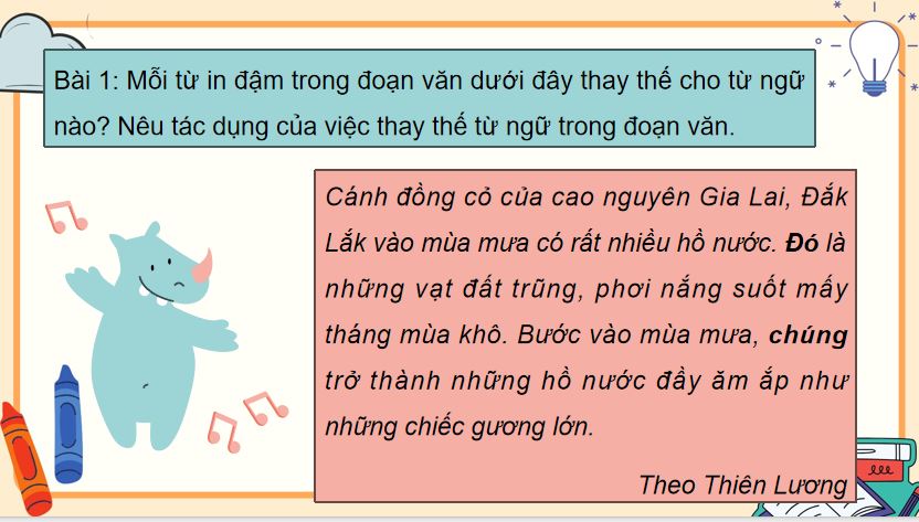 Liên kết câu bằng từ ngữ thay thế