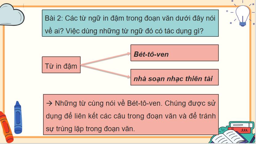 Liên kết câu bằng từ ngữ thay thế