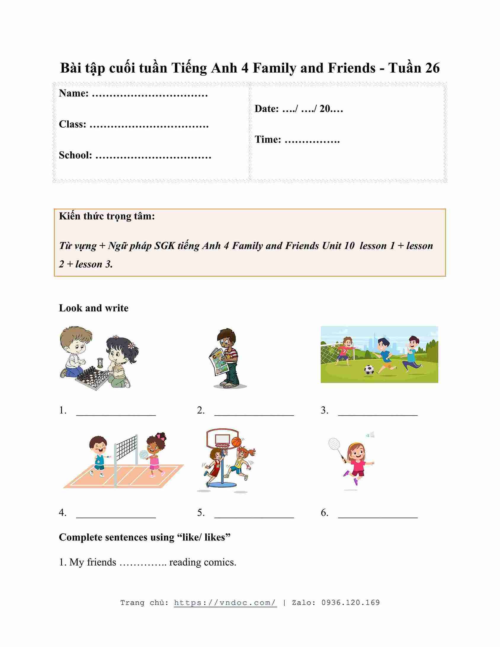 bai tap cuoi tuan tieng anh 4 family and friends tuan 26 1*687159