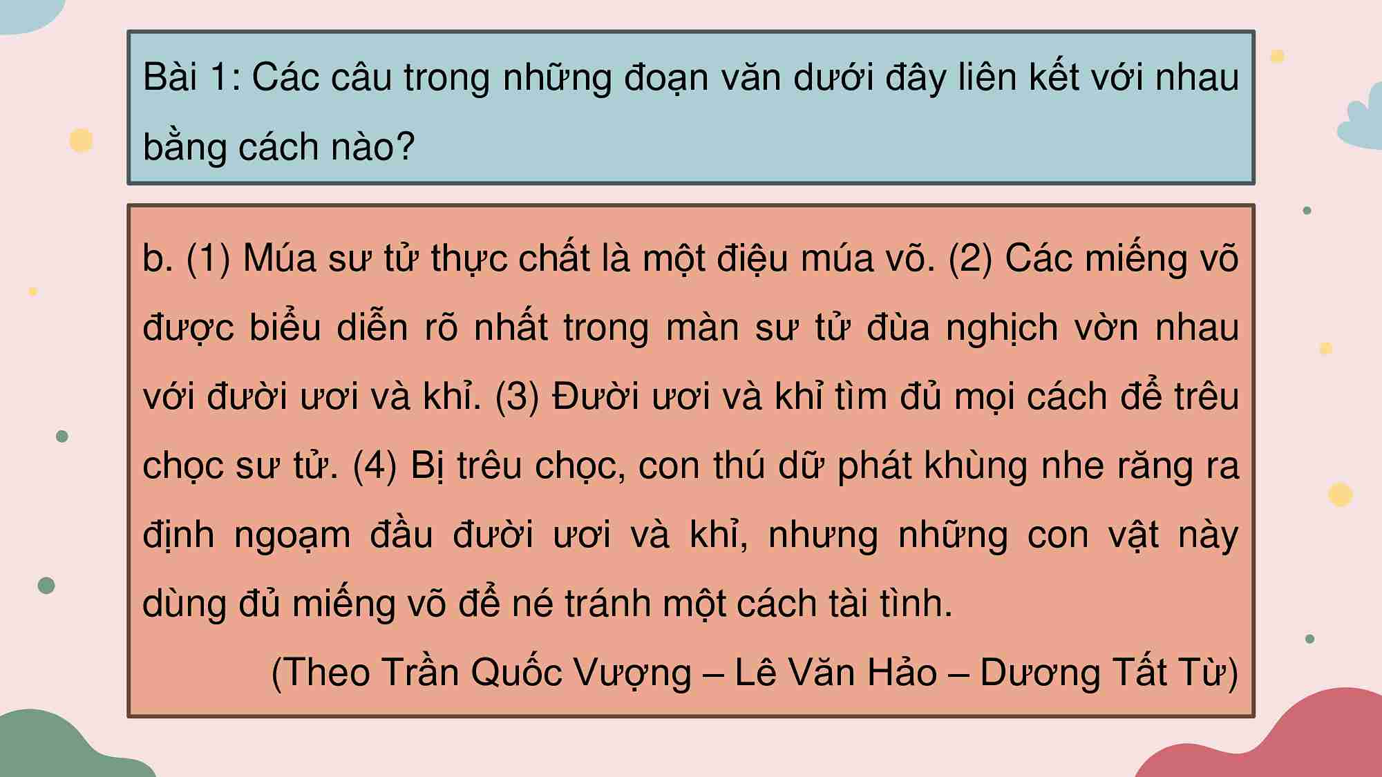 Luyện tập về liên kết câu trong đoạn văn