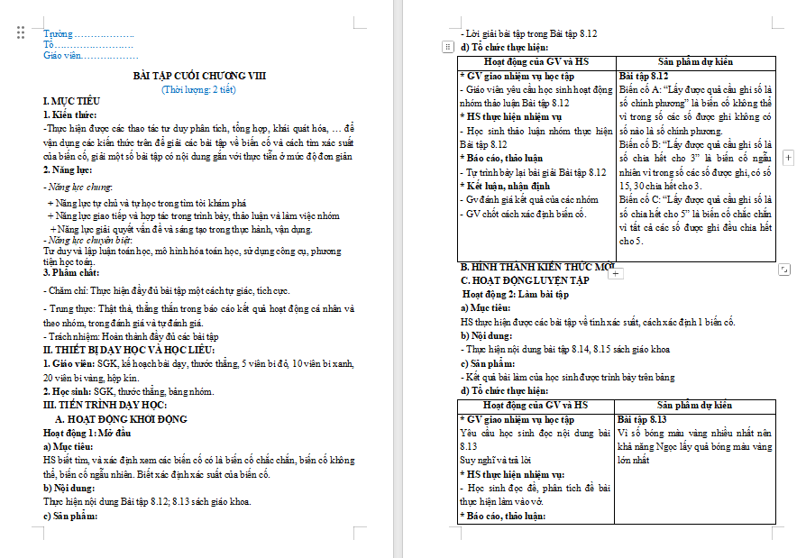 Toán 7 Bài tập cuối chương 8
