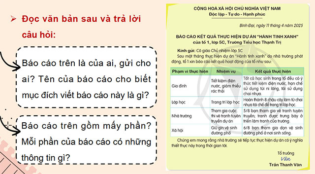 PowerPoint Tiếng Việt 5 Viết báo cáo công việc