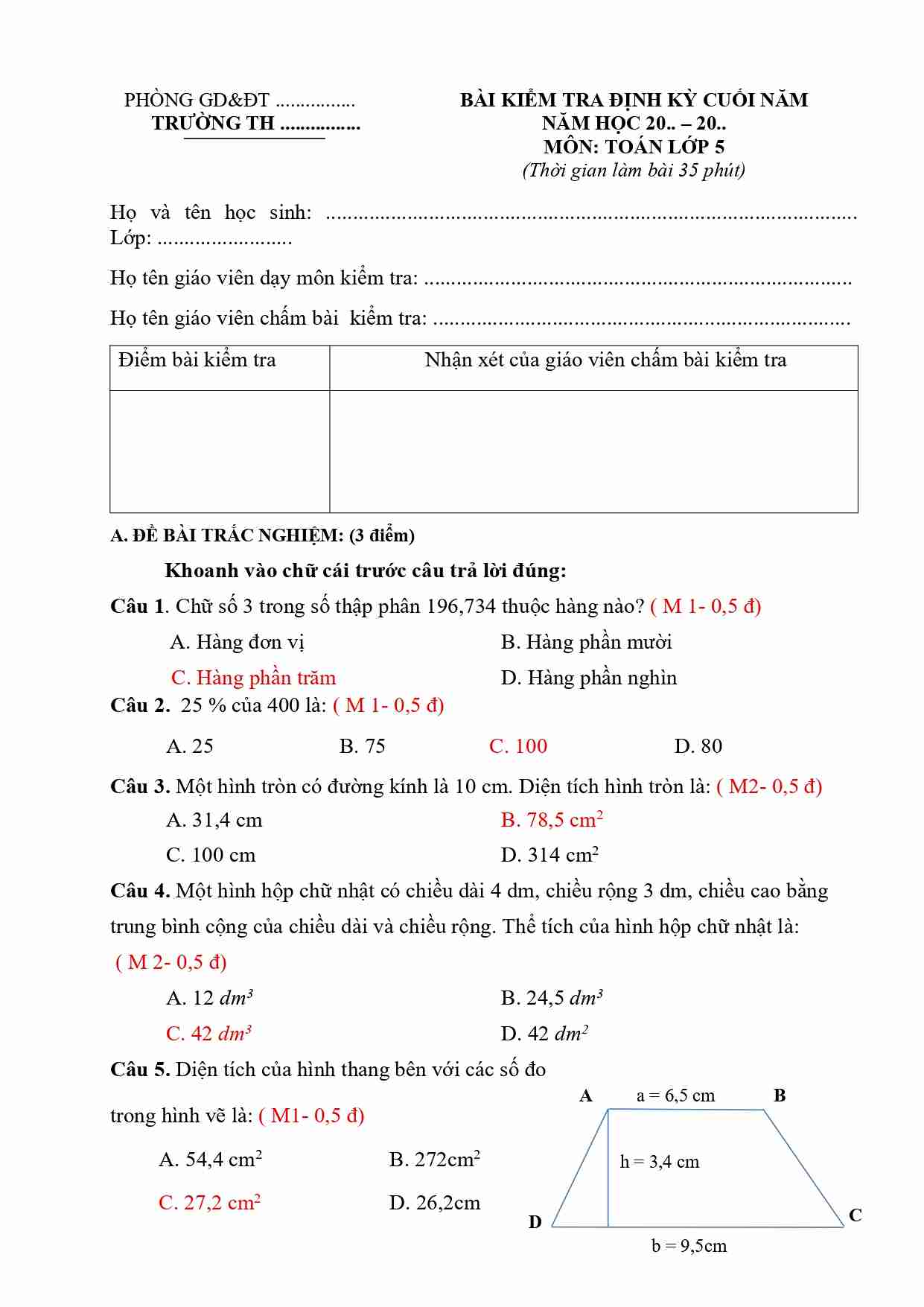 De thi HK2 mon Toan 5 KNTT De so 9 1*688686