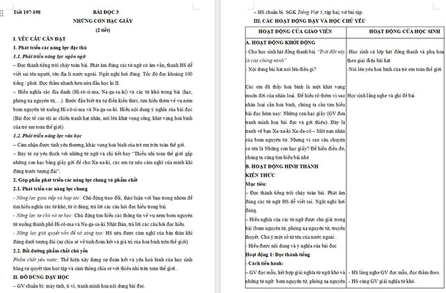 Giáo án Tiếng Việt 5 Những con hạc giấy