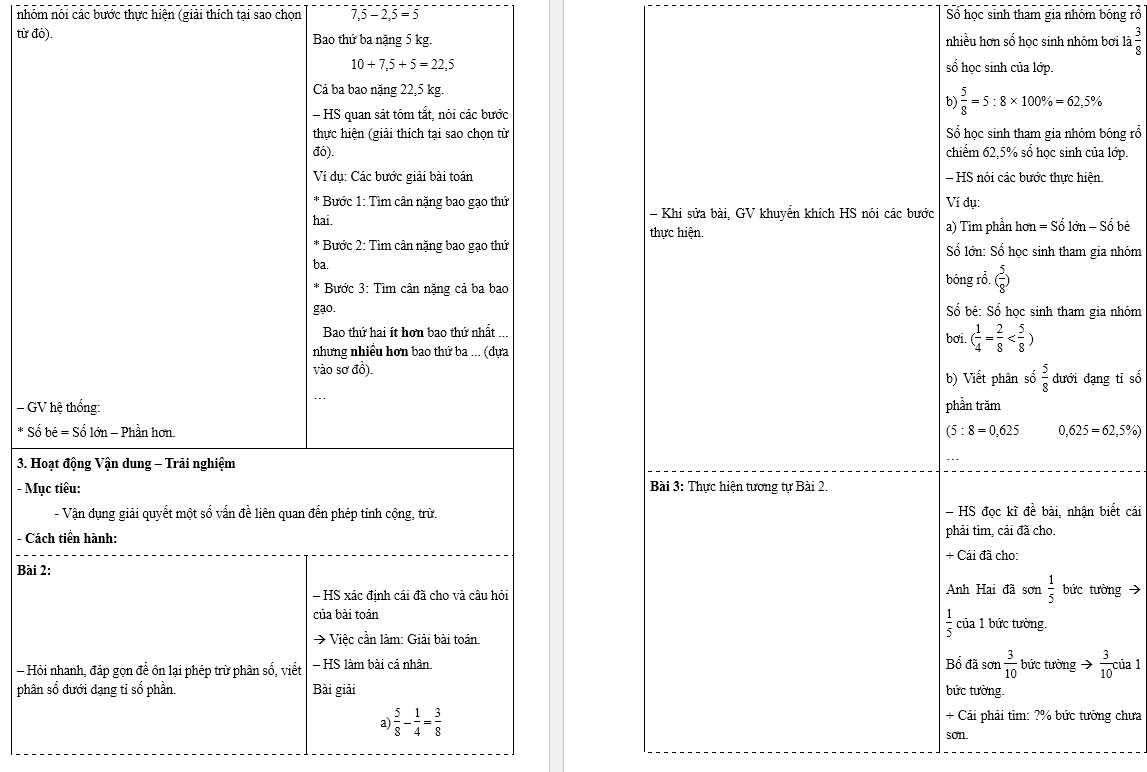 Giáo án Toán 5 CTST Bài Ôn tập phép cộng, phép trừ trang 81