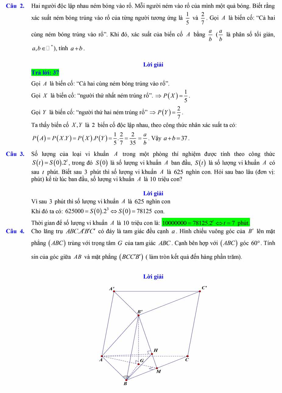 Bộ đề thi học kì 2 môn Toán 11 cấu trúc mới
