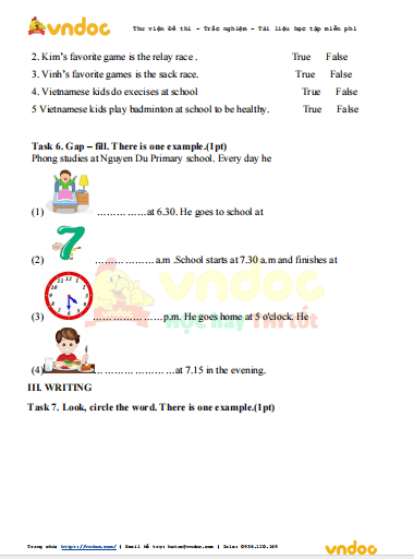 Đề thi học kì 2 lớp 4 môn Tiếng Anh Smart Start