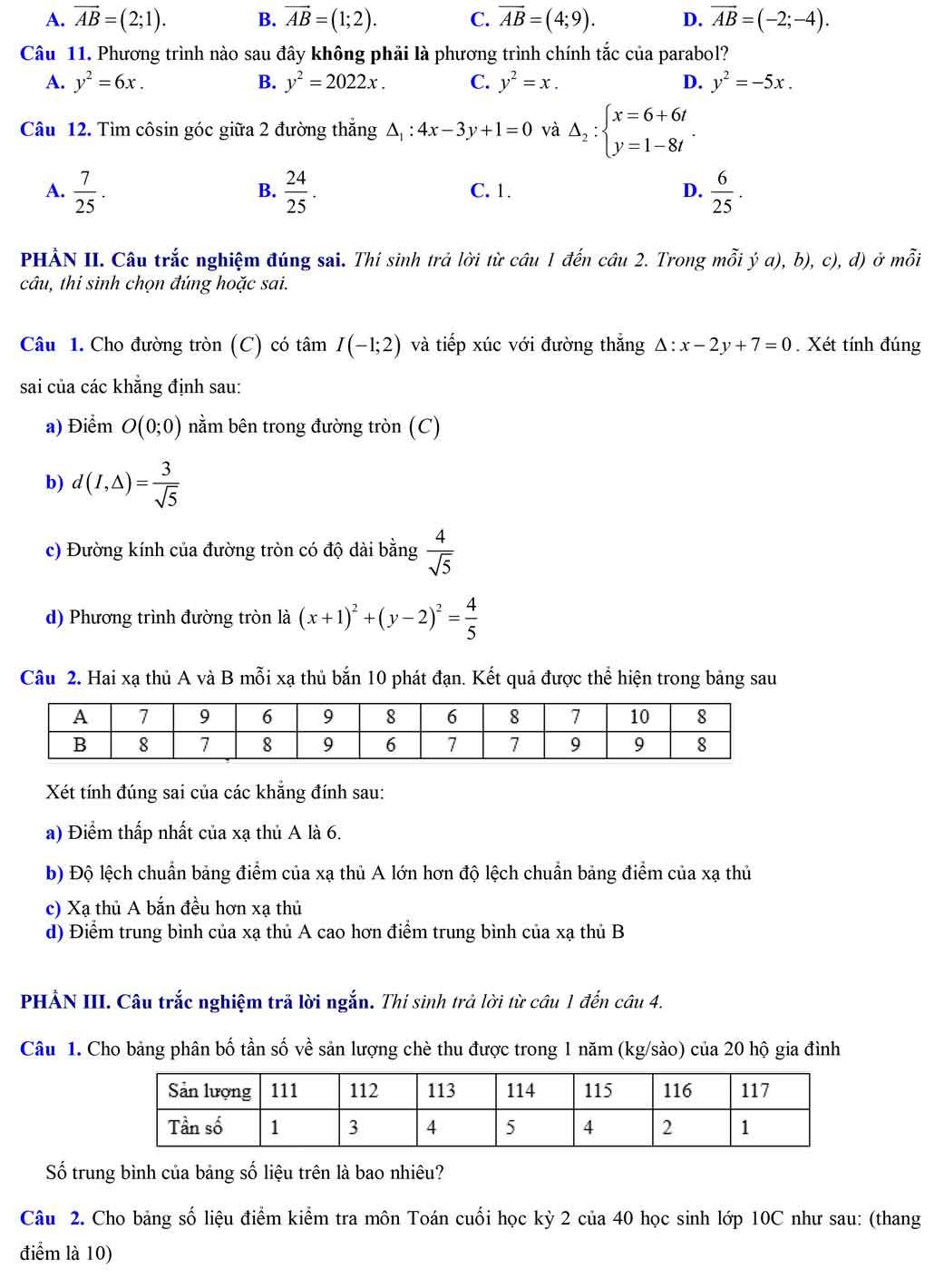 Bộ đề thi học kì 2 lớp 10 môn Toán Cánh diều