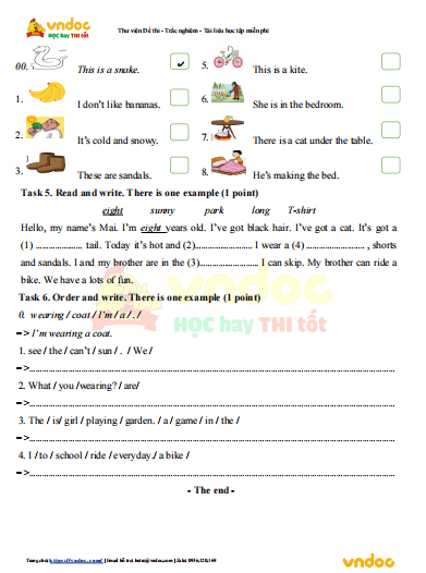 Đề thi Tiếng Anh lớp 3 học kì 2 English Discovery