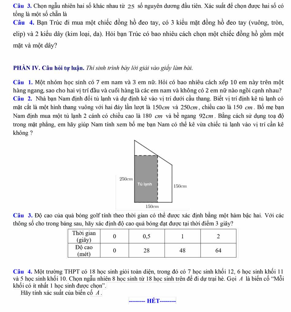 Bộ đề thi học kì 2 Toán 10 Chân trời sáng tạo - Số 2