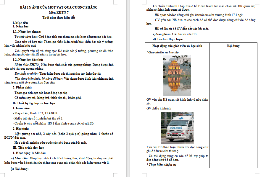 Giáo án Vật lí 7 Bài 17 Kết nối