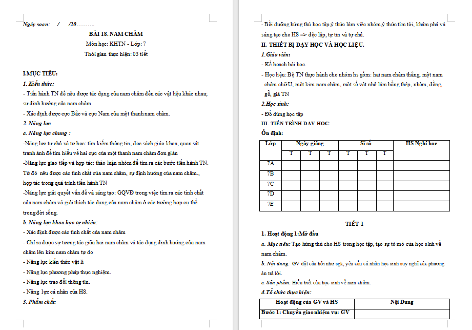 Vật lí 7 Bài 18 Nam châm