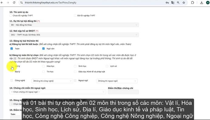 Hướng dẫn đăng ký thi tốt nghiệp THPT 2025