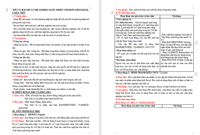 Mô tả thí nghiệm ngẫu nhiên với phần mềm Excel