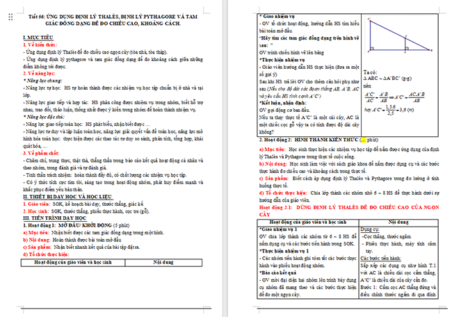 Ứng dụng định lí Thalès