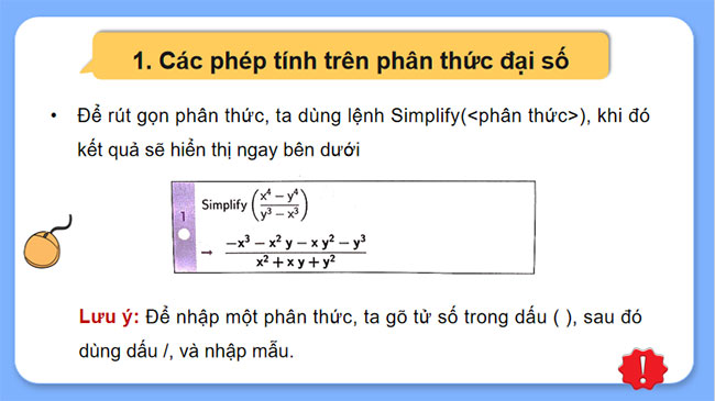 Thực hành tính toán trên phân thức đại số