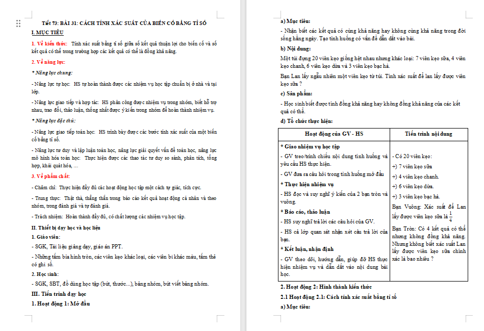 Giáo án PowerPoint Toán 8 Bài 31