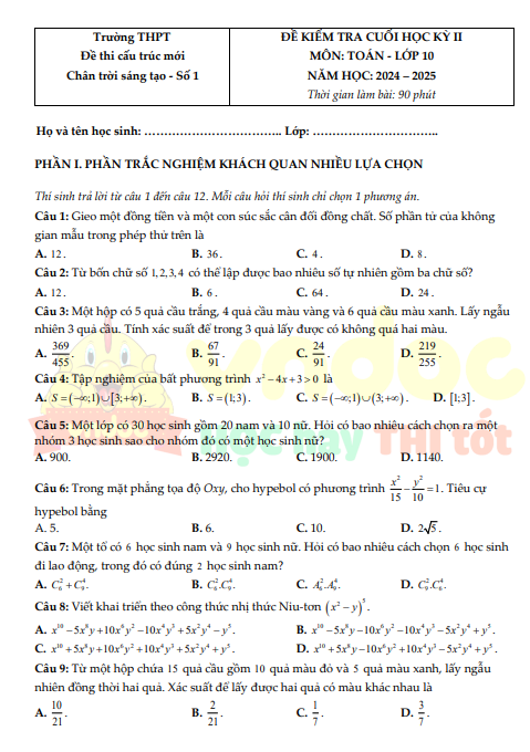 Bo de thi HK2 Toan 10 CTST Cau truc moi nam 2025*699978