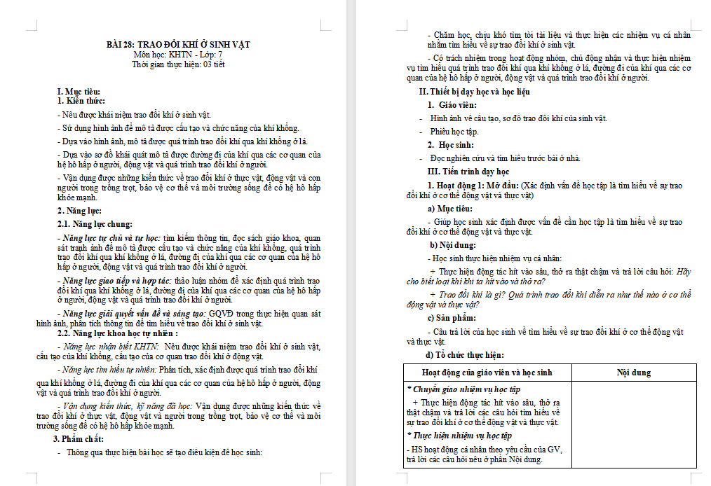 Giáo án Khoa học tự nhiên 7 Bài 28